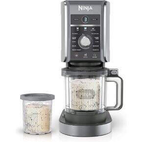 Ninja NC501 CREAMi Deluxe 11 في 1 صانعة الآيس كريم والحلوى المجمدة للآيس كريم والشربات والحليب المخفوق والمشروبات المجمدة والمزيد، 11 برنامجًا، مع 2 حاوية نصف لتر بحجم عائلي XL، مثالية للأطفال (متجددة) (فضي) in Kuwait