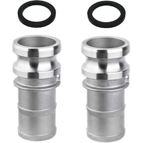 2PCS Aluminum Global Type E Cam and Groove Hose Fitting, 2" Plug x 2" Hose ID Barbed, with 2PCS Camlock Gasket Fitting (2“)