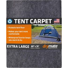 Drymate Tent Carpet Mat, Protective Waterproof Liner Keeps You Warm & Dry, Camping Floor Rug Accessory (7'4" x 8'4"), Durable, Lightweight, Soft & Comfortable, Trimmable Material (USA Made) (Charcoal)