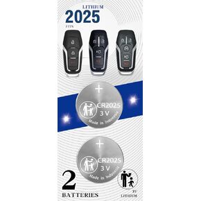(2Pack CR2025 2025 Remote Key Fob Battery Replacement for Ford 2013-2018 Edge Explorer F150 250 350 450 550 Fusion Mustang, for Lincoln MKC MKX MKZ M3N-A2C31243300 or A2C31243800