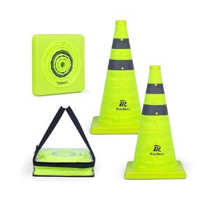 18 Inch [4 Pack] Collapsible Traffic Safety Cones, Lime Green Pop-up Cones with Reflective Collar for Road Safety, Driving Training, Parking Lots
