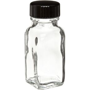 Wheaton W216889 French Square Bottle, Clear Glass, Capacity 0.5oz With 20-400 Black Phenolic Poly-Seal Lined Screw Cap, Diameter 26mm x 62mm (Case Of 48),1701T37CS
