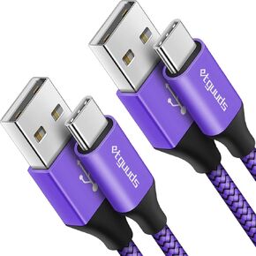 etguuds Purple USB C Cable 3.3ft Fast Charging, 2-Pack Type C Cable Braided USB to USB C Cable Compatible with Samsung Galaxy S23 S22 S21 S20 S10 S10E S9 A10e A32 Z Flip/Fold 5 4, Note 20 10 9, Pixel
