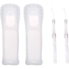 2pcs Replacement Silicone Protective Skin Case Cover with 2pcs Wrist Strap for Wii Remote Controller (Black)