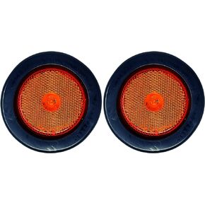All Star Truck Parts] 2x 2.5 Amber 4 Led Round Side Marker Clearance Lights Grommet Flush Mount, Sealed Truck Trailer with Reflex Lens, IP67 Waterproof- Super Bright DOT SAE P2 FMVSS 180
