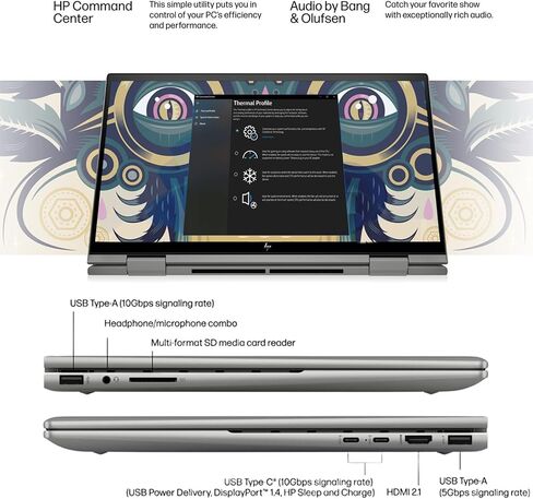 كمبيوتر محمول HP Envy 2 في 1 قابل للتحويل، شاشة لمس IPS مقاس 15.6 بوصة، معالج AMD Ryzen 5 7530U، لوحة مفاتيح بإضاءة خلفية، Wi-Fi 6، صوت Bang & Olufsen، عمر بطارية 13 ساعة، Windows 11 (ذاكرة الوصول العشوائي 64 جيجابايت | 1 تيرابايت PCIe SSD) in Kuwait