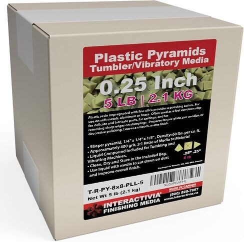 1/4 Inch Blue Plastic Resin Pyramid (Approx 220 grit) Tumbling or Vibratory Media 1 lbs / 0.45 kg | Includes a (Clean, Dry and Store) Bag | for use in Vibrating Tumbler or Rotating Tumblers in Saudi Arabia