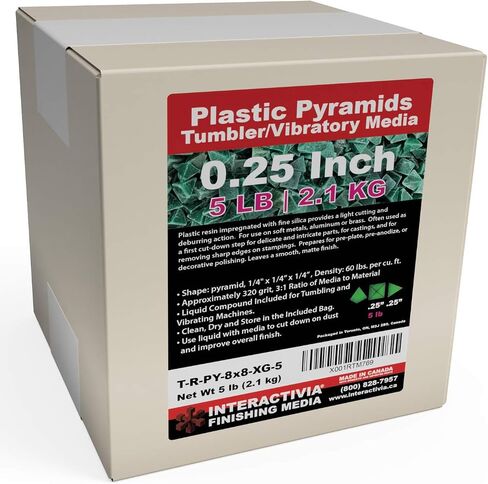 1/4 Inch Blue Plastic Resin Pyramid (Approx 220 grit) Tumbling or Vibratory Media 1 lbs / 0.45 kg | Includes a (Clean, Dry and Store) Bag | for use in Vibrating Tumbler or Rotating Tumblers in Saudi Arabia