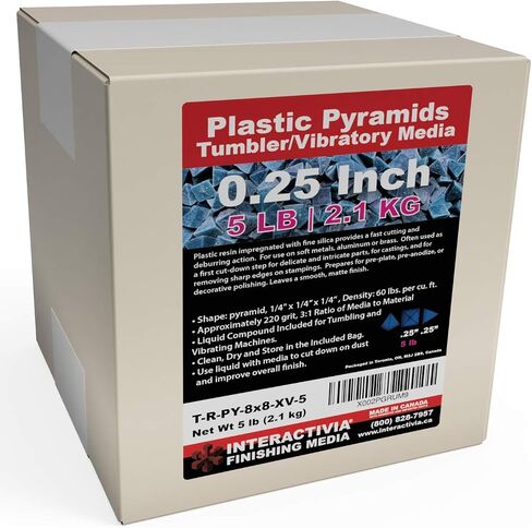 1/4 Inch Blue Plastic Resin Pyramid (Approx 220 grit) Tumbling or Vibratory Media 1 lbs / 0.45 kg | Includes a (Clean, Dry and Store) Bag | for use in Vibrating Tumbler or Rotating Tumblers in Saudi Arabia
