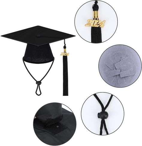 قبعة تخرج للكلاب من AUGSUN وباندانا، قبعة تخرج للكلاب مع 2024 ملابس تخرج للكلاب بشرابة، باندانا تخرج للكلاب الصغيرة والمتوسطة والكبيرة (قبعة سوداء وباندانا تهنئة التخرج) in Kuwait