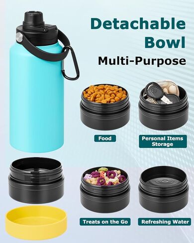 Portable Dog Water Bottle, 32OZ All-in-One Dog Water Bottle, with Dog Drinking Bowl & Food Bowl, Leak Proof, Double Vacuum Insulation, Dog Travel Water Bottle for Walking Hiking Camping in Kuwait