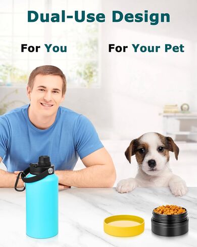 Portable Dog Water Bottle, 32OZ All-in-One Dog Water Bottle, with Dog Drinking Bowl & Food Bowl, Leak Proof, Double Vacuum Insulation, Dog Travel Water Bottle for Walking Hiking Camping in Kuwait