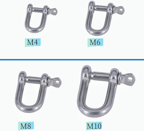 4PCS Stainless Steel Forged D Shape Shackle 3/8" (10mm) for Chains, Wire Rope, Lifting and Landing, Camping, Tow Strap in Kuwait