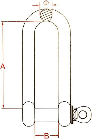 US STAINLESS Stainless Steel 316 Long D Shackle 3/8" (10mm) Marine Grade in Saudi Arabia
