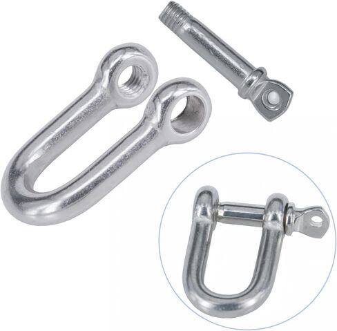 4PCS Stainless Steel Forged D Shape Shackle 3/8" (10mm) for Chains, Wire Rope, Lifting and Landing, Camping, Tow Strap in Kuwait