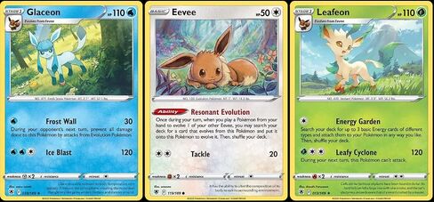 Leafeon 013/189 & Glaceon 038/189 - Astral Radiance - Rare Pokemon Evolution Card Lot - Eevee Eeveelution 3 Card Set in Saudi Arabia