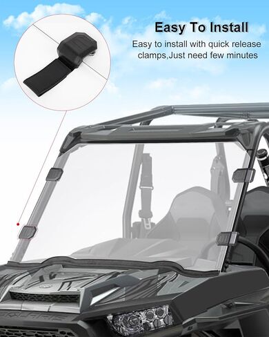 الزجاج الأمامي UTV، الزجاج الأمامي الكامل المقاوم للخدش، الزجاج الأمامي الشفاف متوافق مع 2014-2018 Polaris RZR 1000 XP 1000 4 XP Turbo و2015-2018 RZR 900 RZR 1000 XP in Kuwait