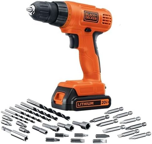 BLACK+DECKER LD120VA 20-Volt Max Lithium Drill/Driver with 30 Accessories - Orange with BLACK+DECKER BDA91109 Combination Accessory Set, 109-Piece in Saudi Arabia