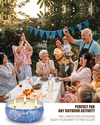 Citronella Candles Outdoor, 3 x 12oz Large Citronella Candle Sets for Home Patio Yard Garden Balcony Backyard Camping, 240hrs Long Lasting, 3 Wicks Natural Soy Wax Jar Candles Indoor in Kuwait