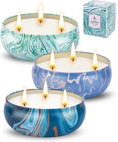 Citronella Candles Outdoor, 3 x 12oz Large Citronella Candle Sets for Home Patio Yard Garden Balcony Backyard Camping, 240hrs Long Lasting, 3 Wicks Natural Soy Wax Jar Candles Indoor in Kuwait