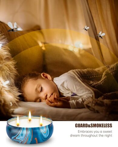 Citronella Candles Outdoor, 3 x 12oz Large Citronella Candle Sets for Home Patio Yard Garden Balcony Backyard Camping, 240hrs Long Lasting, 3 Wicks Natural Soy Wax Jar Candles Indoor in Kuwait