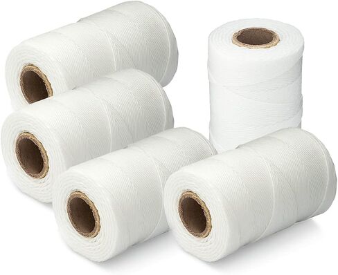 9-Ply Waxed Twine 160 lb, White, 5 Spools x 500 ft Lacing Cord | 100% Polyester, Water and UV Resistant; Tacky Grip Locks Knots. For Cable Lacing, Wire Lashing, Bundling, Marine. Made in USA in Kuwait
