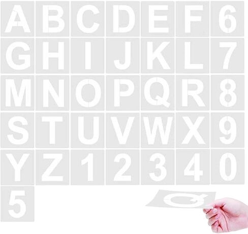 Alphabet Letter Stencils 3 inches, 36 Pcs Reusable Plastic Letter Number Templates, Art Craft Stencils for Wood, Wall, Fabric, Rock, Chalkboard, Signage (Font Size: 2.25 inch)… in Saudi Arabia