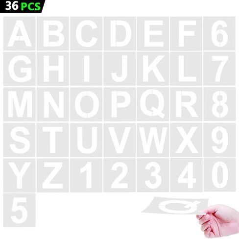 Alphabet Letter Stencils 3 inches, 36 Pcs Reusable Plastic Letter Number Templates, Art Craft Stencils for Wood, Wall, Fabric, Rock, Chalkboard, Signage (Font Size: 2.25 inch)… in Saudi Arabia