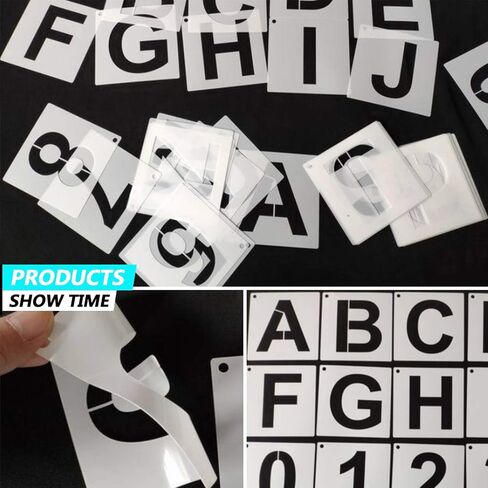 Alphabet Letter Stencils 3 inches, 36 Pcs Reusable Plastic Letter Number Templates, Art Craft Stencils for Wood, Wall, Fabric, Rock, Chalkboard, Signage (Font Size: 2.25 inch)… in Saudi Arabia