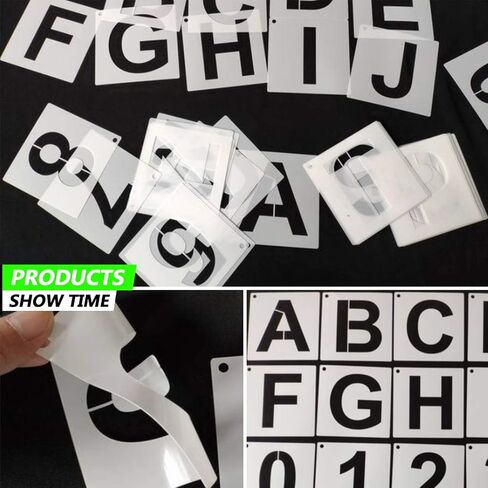 Alphabet Letter Stencils 3 inches, 36 Pcs Reusable Plastic Letter Number Templates, Art Craft Stencils for Wood, Wall, Fabric, Rock, Chalkboard, Signage (Font Size: 2.25 inch)… in Saudi Arabia
