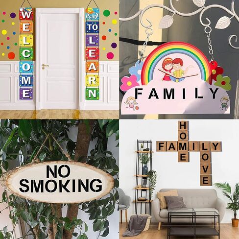 Alphabet Letter Stencils 3 inches, 36 Pcs Reusable Plastic Letter Number Templates, Art Craft Stencils for Wood, Wall, Fabric, Rock, Chalkboard, Signage (Font Size: 2.25 inch)… in Saudi Arabia