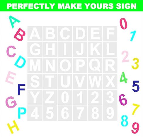 Alphabet Letter Stencils 3 inches, 36 Pcs Reusable Plastic Letter Number Templates, Art Craft Stencils for Wood, Wall, Fabric, Rock, Chalkboard, Signage (Font Size: 2.25 inch)… in Saudi Arabia