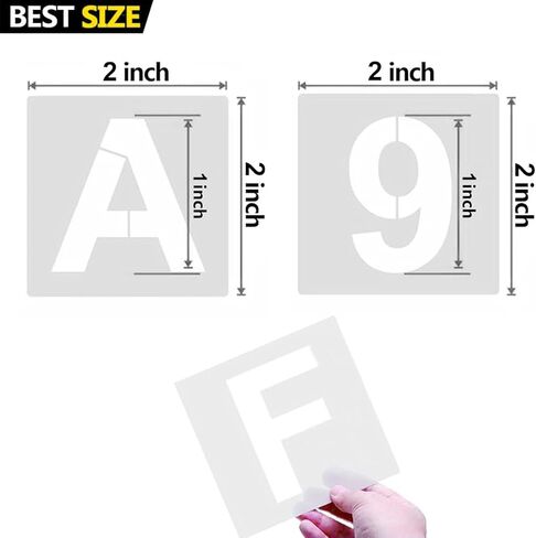 Alphabet Letter Stencils 3 inches, 36 Pcs Reusable Plastic Letter Number Templates, Art Craft Stencils for Wood, Wall, Fabric, Rock, Chalkboard, Signage (Font Size: 2.25 inch)… in Kuwait