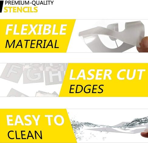 Alphabet Letter Stencils 3 inches, 36 Pcs Reusable Plastic Letter Number Templates, Art Craft Stencils for Wood, Wall, Fabric, Rock, Chalkboard, Signage (Font Size: 2.25 inch)… in Kuwait