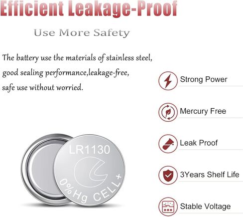 LR1130 AG10 Battery 1.5V Long-Lasting Alkaline Button Cell Batteries 20 Piece【5-Year Warranty】 in Kuwait