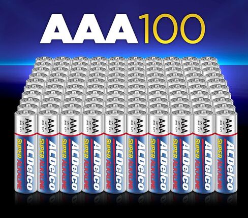 عدد 100 بطاريات AAA من ايه سي ديلكو، بطارية قلوية فائقة الطاقة، عمر افتراضي 10 سنوات، عبوة قابلة لإعادة الإغلاق in Kuwait