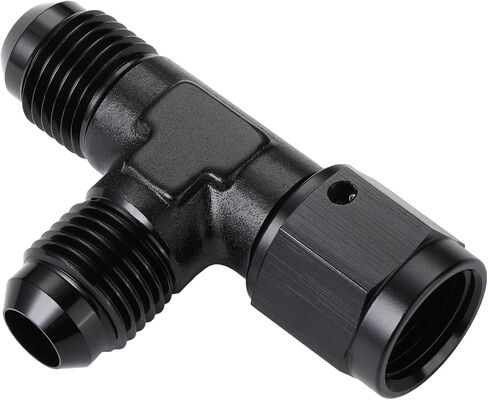 4AN Male Flare Tee T Fitting Adapter with AN4 Female Swivel On Run Aluminum Black in Saudi Arabia