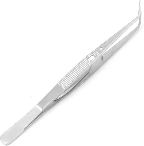 OdontoMed2011® ملقط كلية طب الأسنان مسنن بقفل كلية ذو طيات من الفولاذ المقاوم للصدأ مع طرف مسنن منحني ملقط متعدد الأغراض للعناية بالفم طقم الأسنان وتنظيف الأسنان in Saudi Arabia
