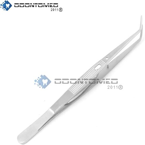 OdontoMed2011® ملقط كلية طب الأسنان مسنن بقفل كلية ذو طيات من الفولاذ المقاوم للصدأ مع طرف مسنن منحني ملقط متعدد الأغراض للعناية بالفم طقم الأسنان وتنظيف الأسنان in Saudi Arabia