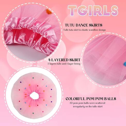 Tgirls Tutu Skirt for Women 3D Pom Pom Balls Tulle Skirts Layered Dance Skirt Fashion Puffy Costume Skirt for Girls in Saudi Arabia