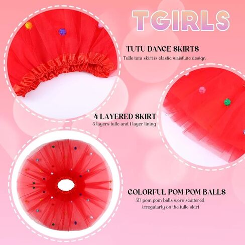 Tgirls توتو تنورة للنساء ثلاثية الأبعاد كرات بوم بوم تول التنانير الطبقات تنورة رقص موضة منتفخ زي تنورة للفتيات in Kuwait