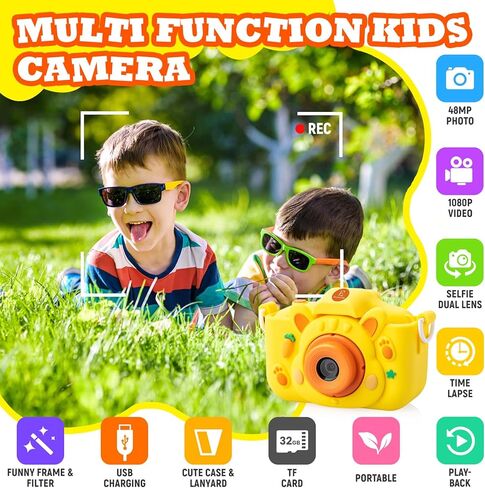 كاميرا للأطفال للأولاد والبنات، لعبة كاميرا رقمية سيلفي بعدسة مزدوجة من إليانور لعمر 3 4 5 6 7 8 9 10 سنوات، كاميرا تسجيل فيديو عالية الدقة 1080 بيكسل محمولة للأطفال، أعياد ميلاد الأطفال الصغار in Kuwait
