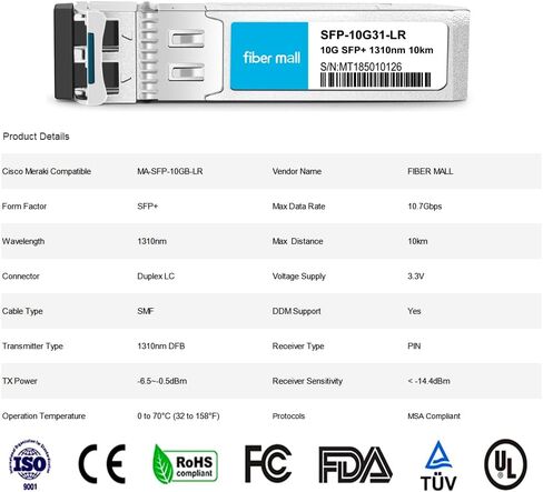SFP 10G SR for HPE BladeSystem 455883-B21 10GBASE-SR SFP+ 850nm 300m DOM Transceiver Module in Kuwait
