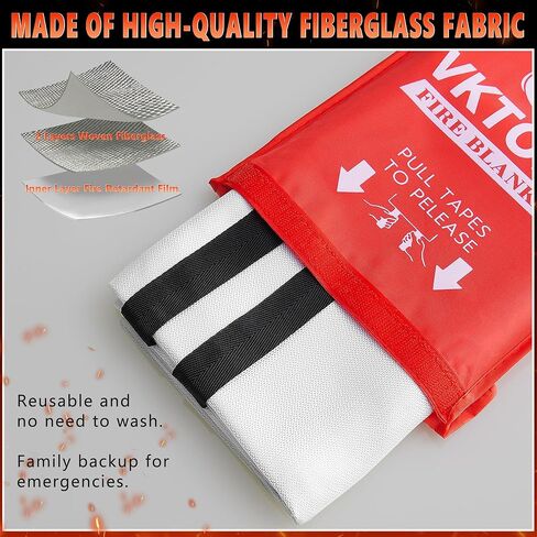 Fire Blankets Emergency for Home, Fire Blankets to Smother a Kitchen Fire, 40" x 40" Emergency Fire Blanket 4 Pack, Fiberglass Fire Blanket for Kitchen, Camping, Car, Picnic, Fireplace in Kuwait