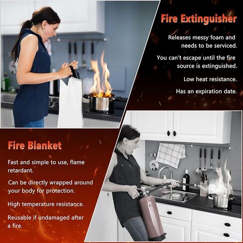 Fire Blankets Emergency for Home, Fire Blankets to Smother a Kitchen Fire, 40" x 40" Emergency Fire Blanket 4 Pack, Fiberglass Fire Blanket for Kitchen, Camping, Car, Picnic, Fireplace in Saudi Arabia
