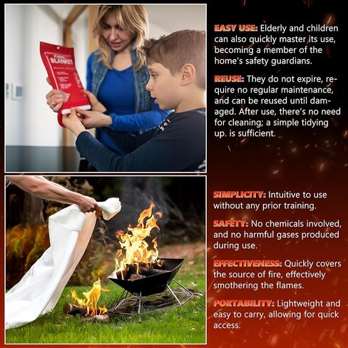 Fire Blankets Emergency for Home, Fire Blankets to Smother a Kitchen Fire, 40" x 40" Emergency Fire Blanket 4 Pack, Fiberglass Fire Blanket for Kitchen, Camping, Car, Picnic, Fireplace in Kuwait