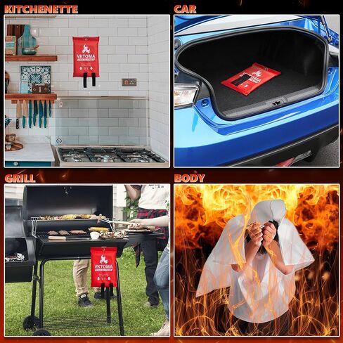 Fire Blankets Emergency for Home, Fire Blankets to Smother a Kitchen Fire, 40" x 40" Emergency Fire Blanket 4 Pack, Fiberglass Fire Blanket for Kitchen, Camping, Car, Picnic, Fireplace in Kuwait