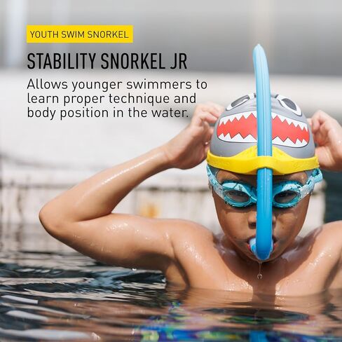 FINIS Stability Snorkel Jr - for Ages 6-10 - Swim Training Snorkel with Head Strap, Shorter Tube & Small Mouthpiece - for Swim Lessons, Swim School & Competition Training in Saudi Arabia