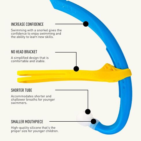 FINIS Stability Snorkel Jr - for Ages 6-10 - Swim Training Snorkel with Head Strap, Shorter Tube & Small Mouthpiece - for Swim Lessons, Swim School & Competition Training in Saudi Arabia
