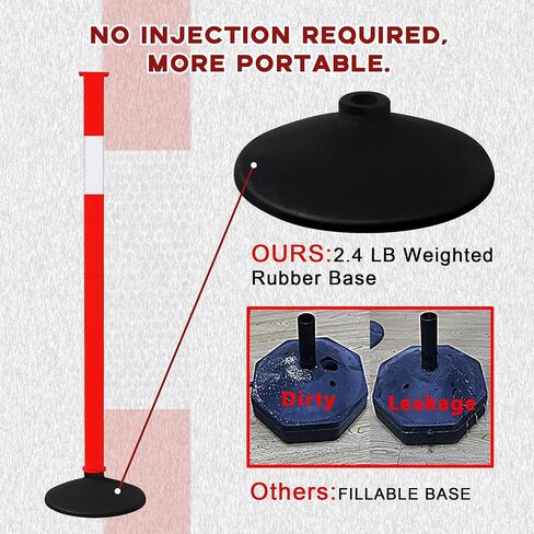 [3 Pack] Adjustable Traffic Delineator Post Cones with Rubber Weighted Base & Reflective Collars, Parking Safety Cones with 4 FT Plastic Chains -Orange Driveway & Parking Barrier（Patented） in Saudi Arabia
